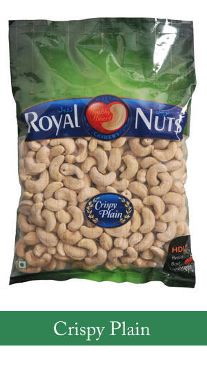 Royal Nuts Crispy Plain W320 cashew kernels retail pack