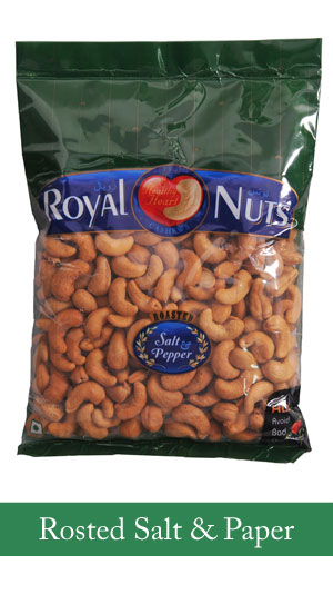 Royal Nuts Roasted Salt & Pepper W320 cashew retail pack
